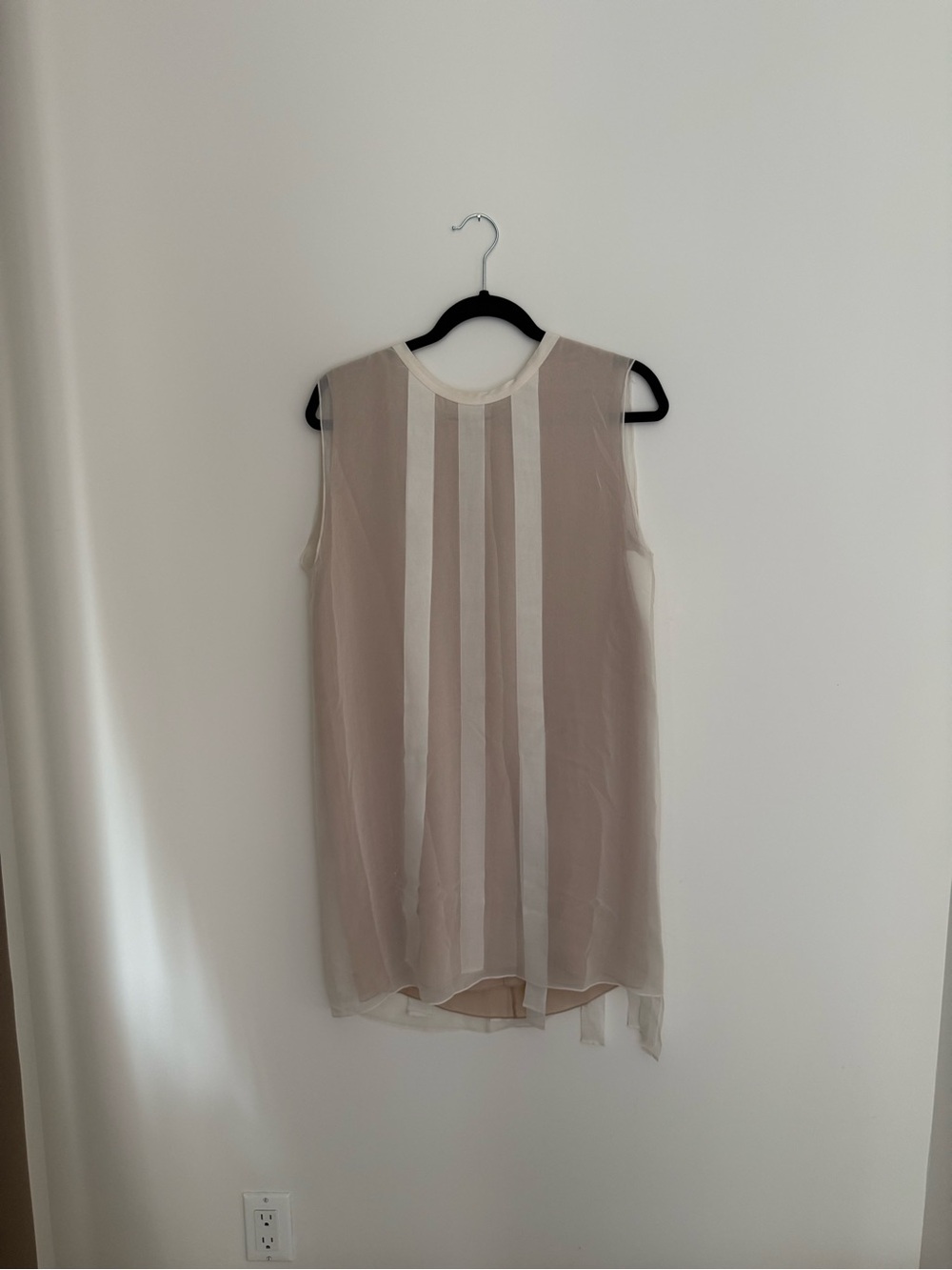 3.1 Phillip Lim Beige and White Sheer Stripe Sleeveless Tunic